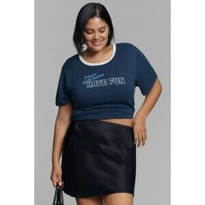 Anthropologie Maeve Graphic Ringer Tee Blouse Top Short Sleeve Casual M 284902